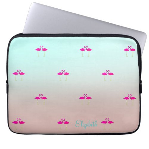 Adorable Pink Flamingos In Love_Personalized Laptop Sleeve