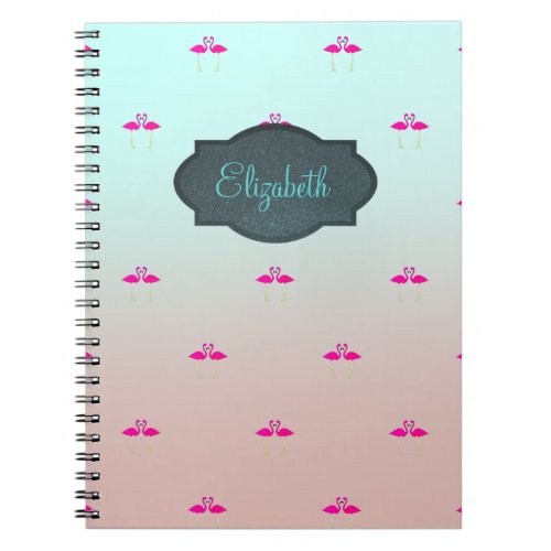 Adorable Pink Flamingos In Love_Personalized Notebook