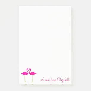 Adorable Pink Flamingos In Love-Personalized Post-it Notes