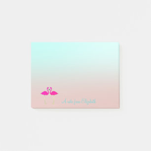 Adorable Pink Flamingos In Love-Personalized Post-it Notes