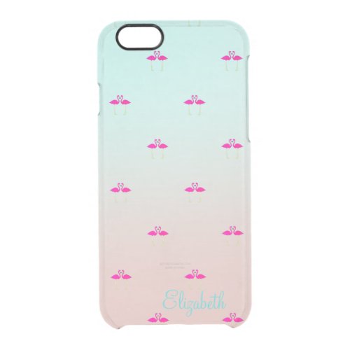 Adorable Pink Flamingos In Love_Personalized Clear iPhone 66S Case