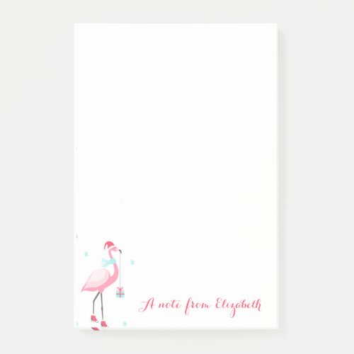 Adorable Pink Flamingos Present Snowflakes Post_it Notes