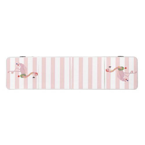 Adorable Pink FlamingosSanta Hat Stripes Beer Pong Table