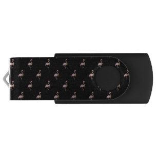 Adorable Pink Flamingos With Santa Hat ,Black Flash Drive