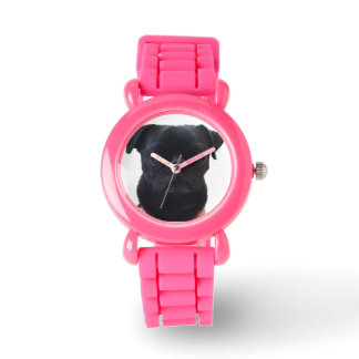 Adorable Pink Glitter Pug Watch