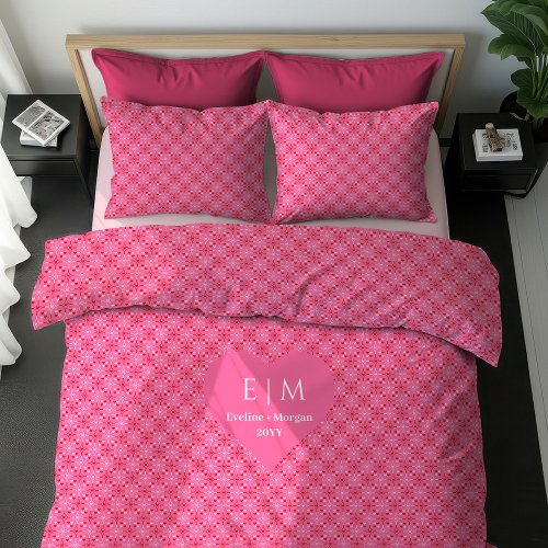 Adorable Pink Hearts Personalized Love Gift Beddin