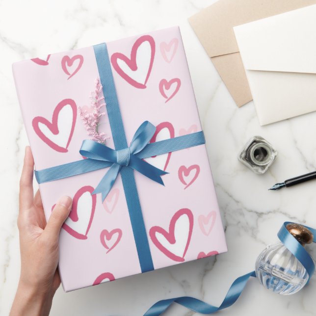 Adorable Pink Hearts Wrapping Paper for Special Gi (Gifting)