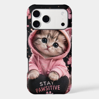 Adorable Pink Hoodie Kitten Phone Case