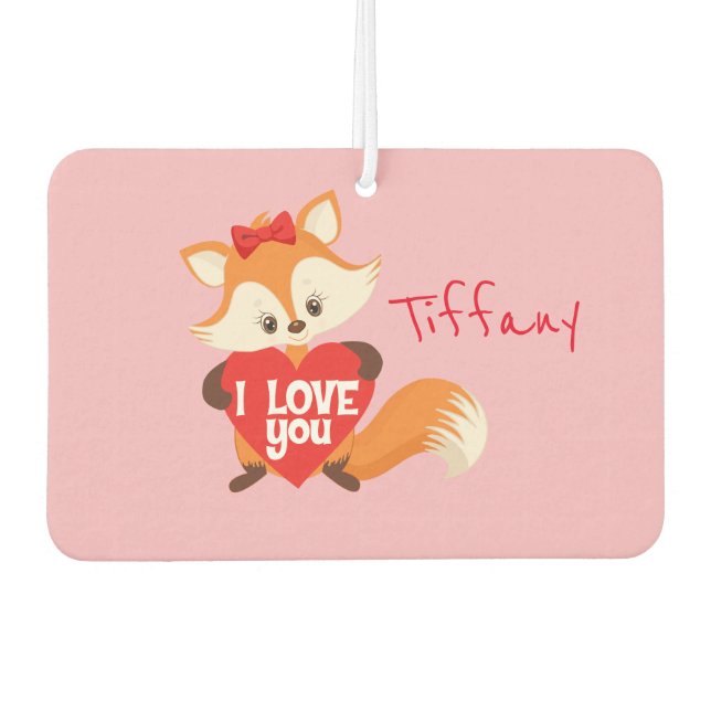 Adorable Pink I Love You Fox Air Freshener (Front)