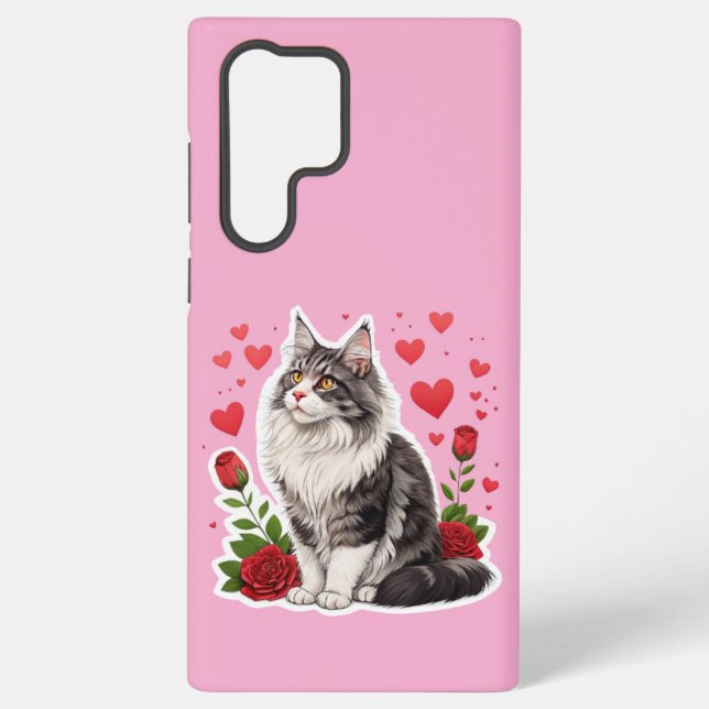 Adorable Pink Kitten Samsung Galaxy S22 Ultra Phon Case (Back)