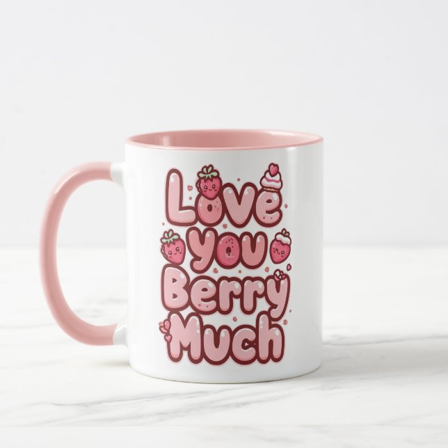 Adorable Pink "Love You" for Foodies Mug (Left)