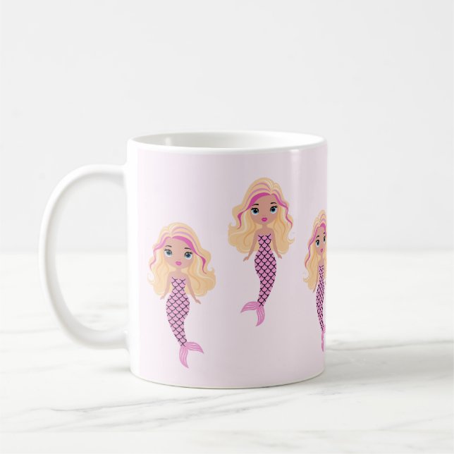 Adorable Pink Mermaid Coffee Mug (Left)