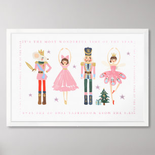 Adorable Pink Nutcracker Christmas Holiday Framed Art