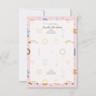 Adorable Pink NYC-Themed Personalized Name Thank You Card