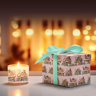 Adorable Pink Pastel Gingerbread Houses Scented Candle