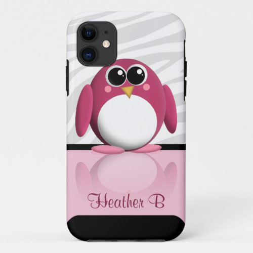 Adorable Pink Penguin personalized iPhone 5 Case