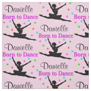 ADORABLE PINK PERSONALIZED BALLET DANCER FABRIC