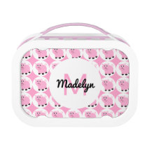 Adorable Pink Pig Kids Animal Pattern Personalized Lunch Box