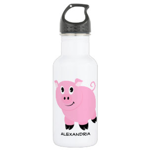 Adorable Pink Pig Personalized Cartoon Piggy Water Bottle