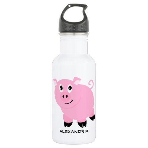 Adorable Pink Pig Personalized Cartoon Piggy Water Bottle