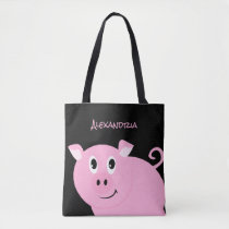 Adorable Pink Pig Personalized Sweet Little Piggy Tote Bag