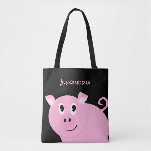 Adorable Pink Pig Personalized Sweet Little Piggy Tote Bag
