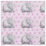 Adorable Pink Polka Dots Elephants Baby Nursery Fabric