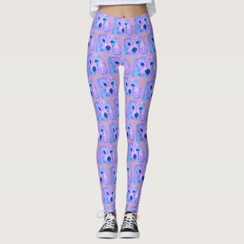 Adorable Pink Pop Art Poodle Leggings