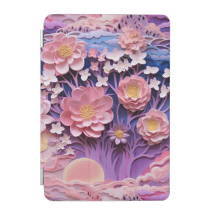 Adorable Pink Purple Pastel Floral Cutout Pattern iPad Mini Cover