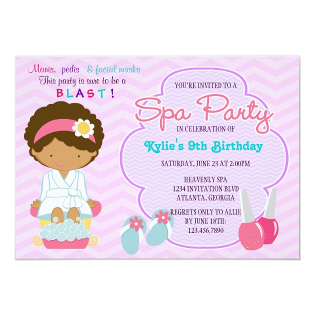 Adorable Pink Purple Spa Pampering Birthday Party Invitation