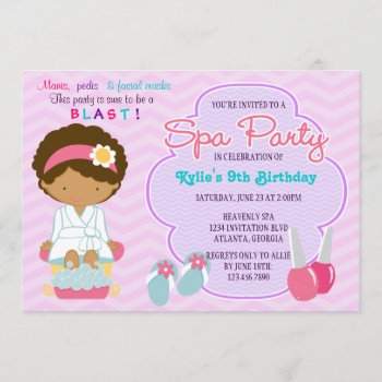 Adorable Pink Purple Spa Pampering Birthday Party Invitation by InvitationBlvd at Zazzle