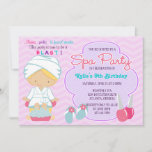 Adorable Pink Purple Spa Pampering Birthday Party Invitation at Zazzle