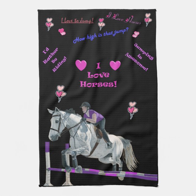 Adorable Pink & Purple Themed Horse American MoJo Towel (Vertical)
