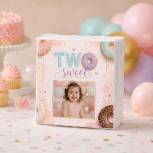 Adorable Pink Sprinkle Donut Birthday Napkins