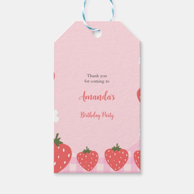 Adorable Pink Strawberry Gift Tags (Front)