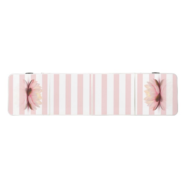 Adorable Pink Stripes Lotus Beer Pong Table (Top)
