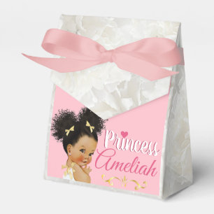 Adorable Pink & White Afro Puff Princess Ballerina Favor Boxes