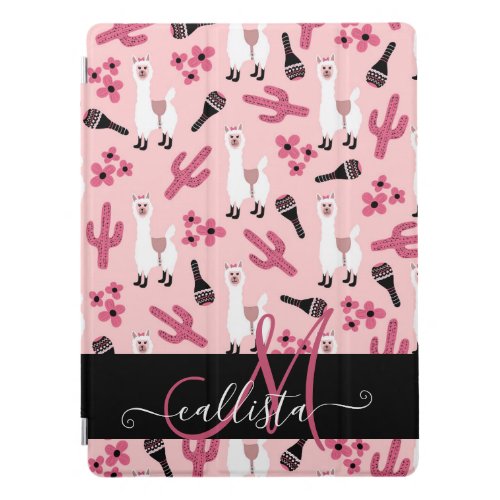 Adorable Pink White Llama Maraca Cactus Floral iPad Pro Cover