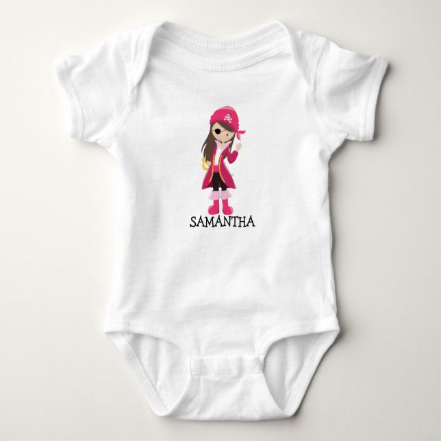Adorable Pirate Baby Girl  Baby Bodysuit (Front)