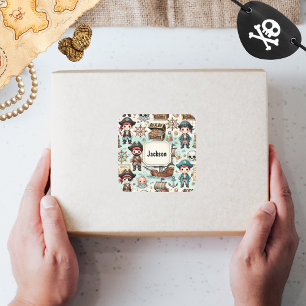 Adorable Pirate-Themed Kids Square Sticker