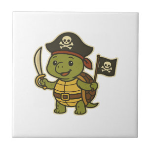 Adorable Pirate Turtle Classic T-Shirt Ceramic Tile