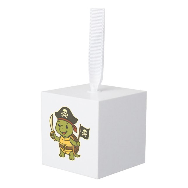Adorable Pirate Turtle Classic T-Shirt Cube Ornament (Front Angled)