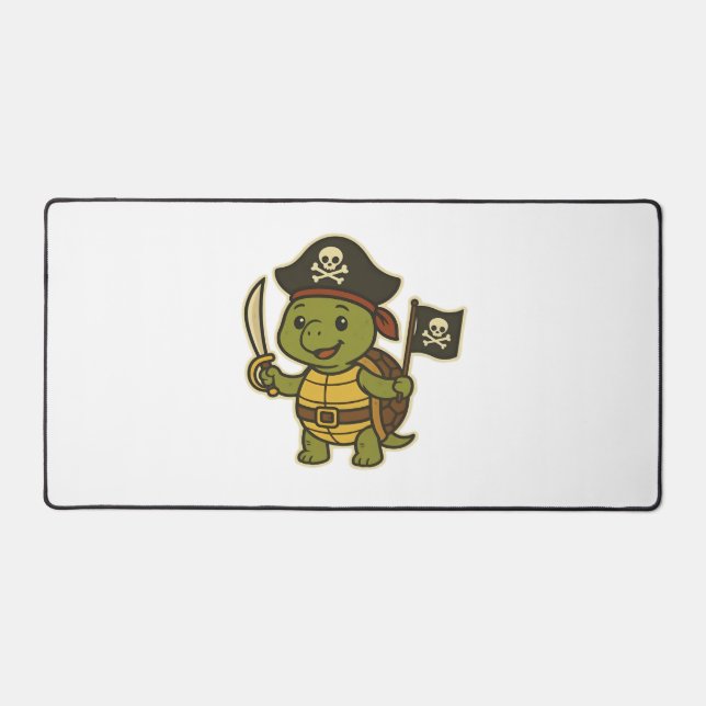 Adorable Pirate Turtle Classic T-Shirt Desk Mat (Front)
