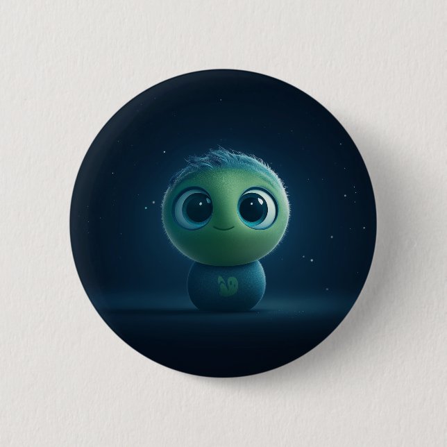 Adorable Pixar-Inspired Fuzzy Creature Wall Art Button (Front)