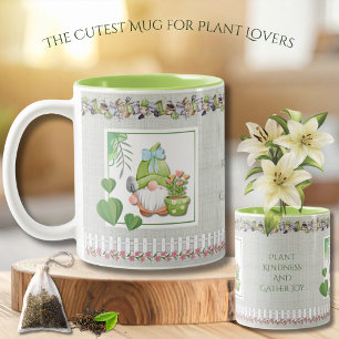Adorable Plant Kindness Green Garden Chic Gnome Two-Tone Coffee Mug