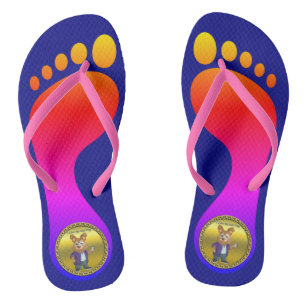 Adorable playful Cartoon dog student in a suit #1 Flip Flops