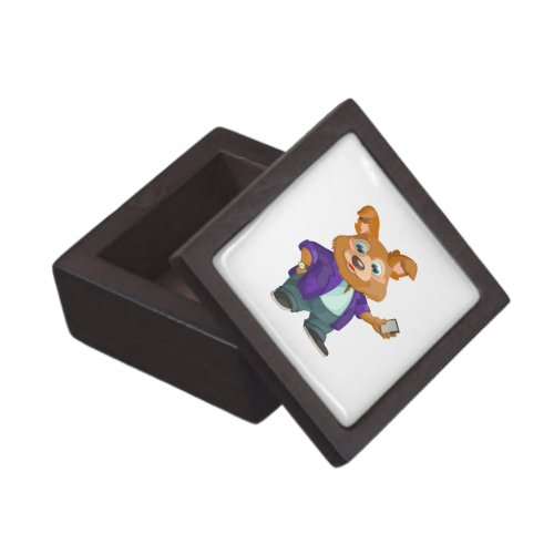 Adorable playful Cartoon dog student in a suit 1w Jewelry Box