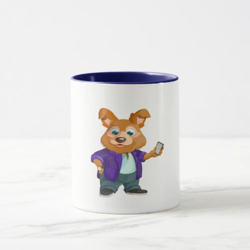 Adorable playful Cartoon dog student in a suit 1w Mug