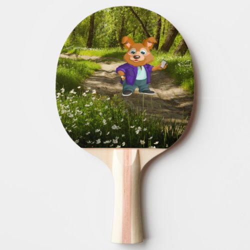 Adorable playful Cartoon dog student in a suit 1w Ping Pong Paddle