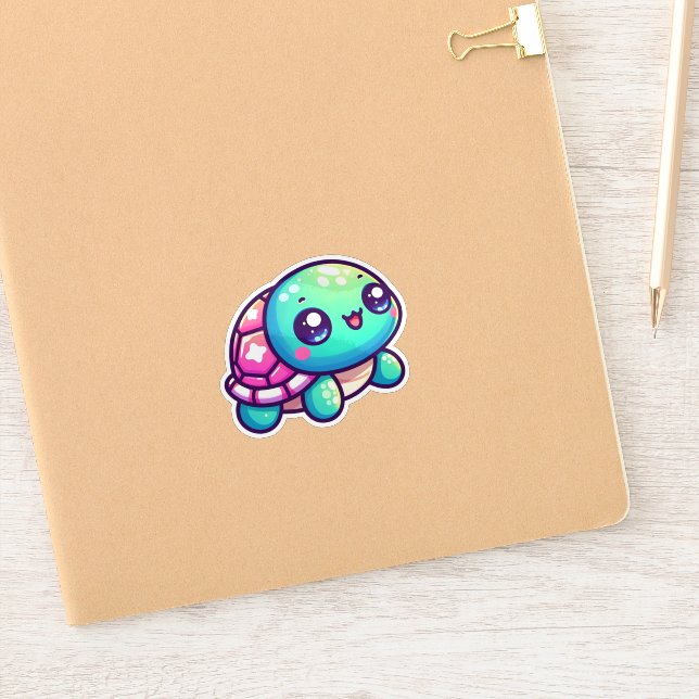Adorable Playful colorful Shell Turtle  Sticker (Notebook)